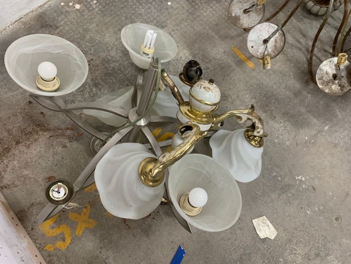 Chandelier with Glass Shade - Art Deco 