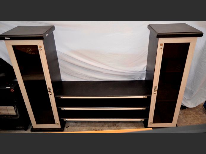 BLACK & MAPLE FOIL ENTERTAINMENT UNIT, 124 x 40 x 140cm