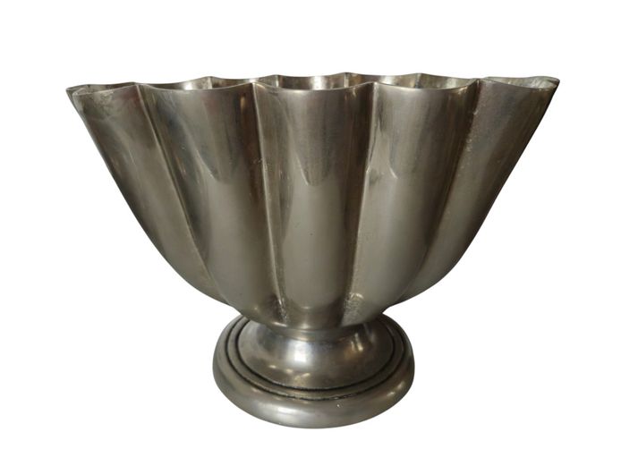 Monumental Fluted Silver-Plated Pedestal Centerpiece Urn