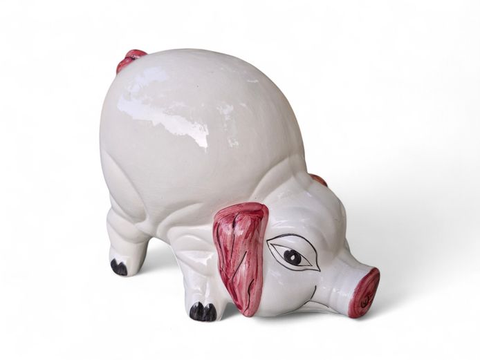 Mid-Century Hand-Painted Ceramic Piggy Bank