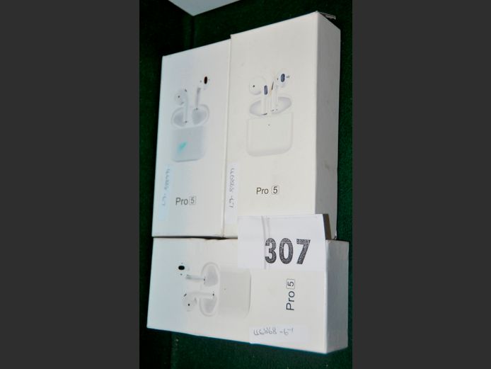 LOT: 3 x PRO 5 BLUETOOTH EARPHONES [Untested]
