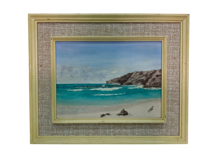 Original Coastal Seascape Oil Painting Signed "J.W. Jackman '82"