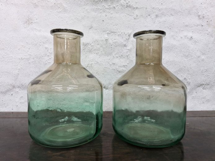 Pair of Vintage Clear Glass Wide-Mouth Apothecary Jars