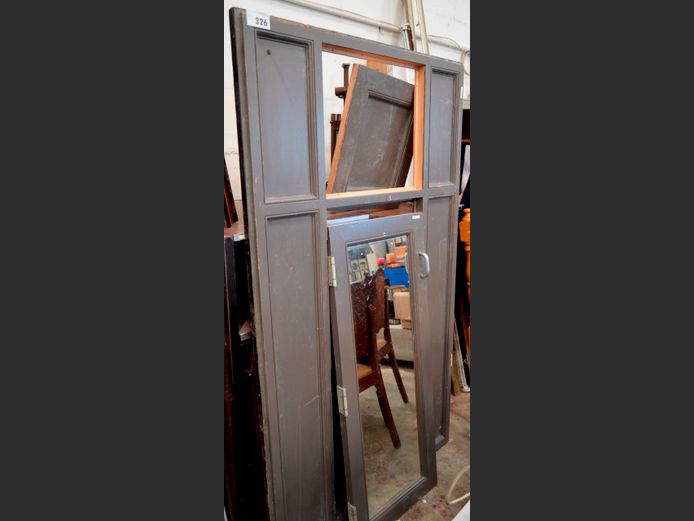 GREY PAINTED PANEL FRAMED MIRROR, 183 x 106cm