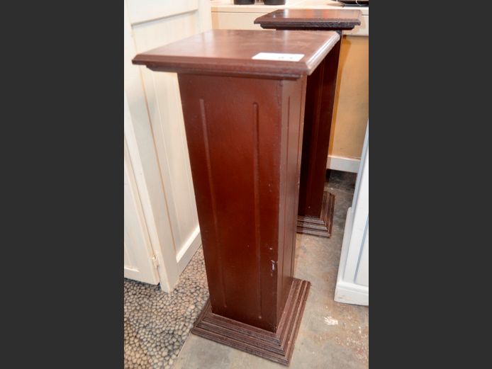 PAIR BROWN PAINTED PLANT STANDS, 30 x 30 x 78cm