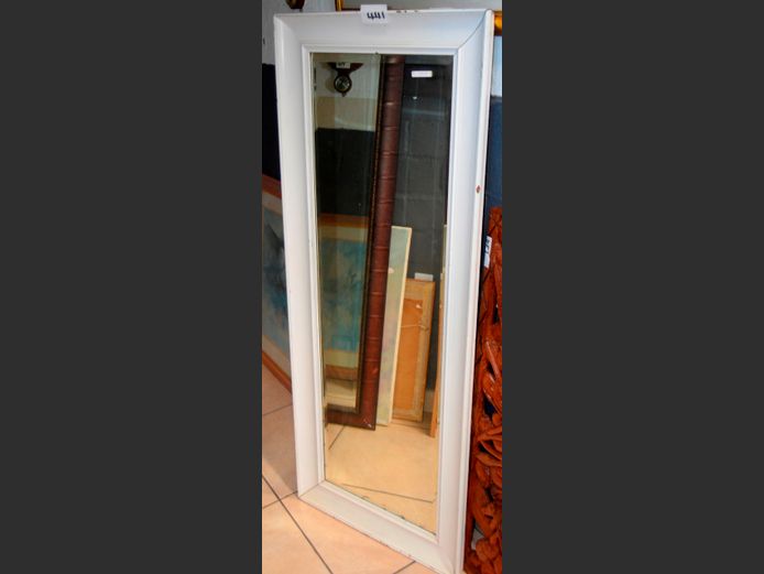 WHITE FRAMED & BEVELLED MIRROR, 138 x 57cm