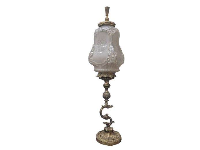 Antique Victorian Ornate Brass Table Lamp (75cm H)
