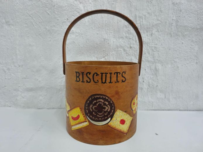 Wooden "Biscuits" Bucket Barrel Container with Handle