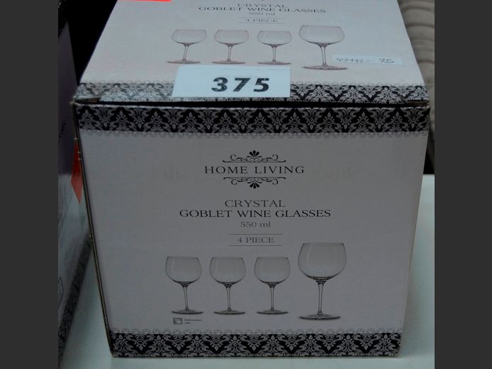 SET OF 4 HOME LIVING CRYSTAL WINE GLASSES
