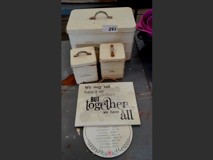 METAL BREAD BIN, STORAGE CANISTERS, etc [Rusty]