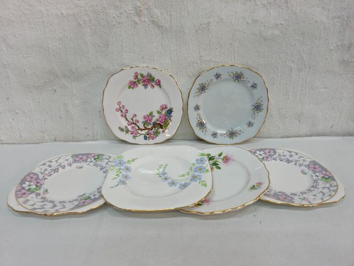 Eclectic Collection of Assorted Vintage English Bone China Side Plates