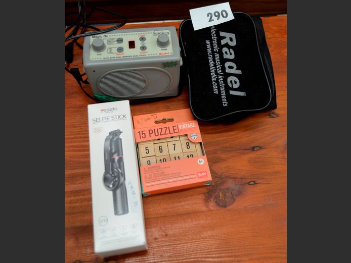 RADEL ELECTRONIC TAMBURA, SELFIE STICK, etc [Switches on, untested further]