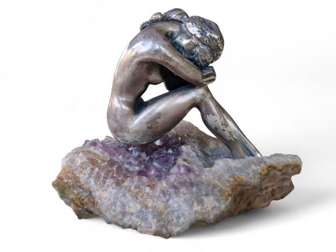 M. Cerreti 800 Silver Sculpture & Precious Stone Mid-20th Century