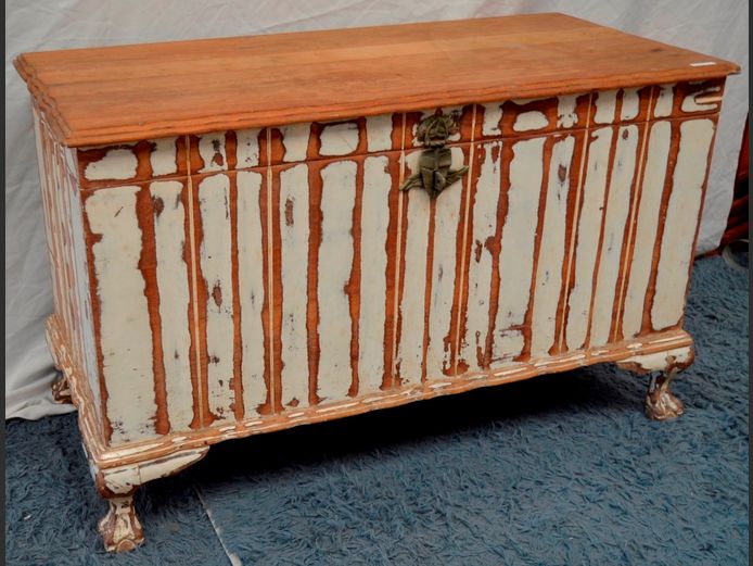 PAINT TECHNIQUE IMBUIA BALL & CLAW KIST, 111 x 53 x 68cm [1 corner chipped]