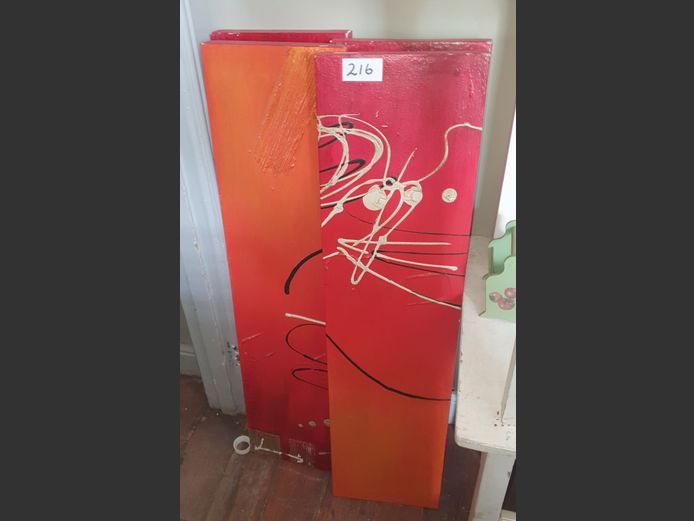 SET OF 4 UNFRAMED OILS ON BOARD "ABSTRACTS"