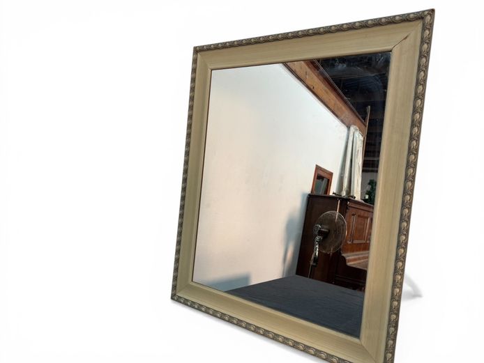 Large White/Beige Framed Mirror 
