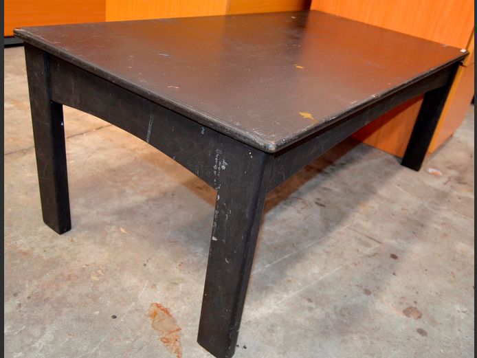 BLACK PAINTED RECTANGULAR COFFEE TABLE, 120 x 60 x 45cm [Needs re-painting]