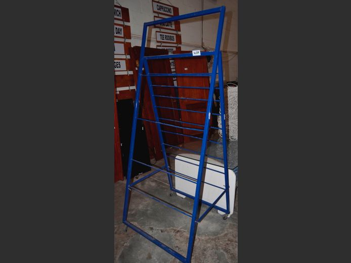 BLUE METAL COLLAPSIBLE STAND, 201 x 80cm