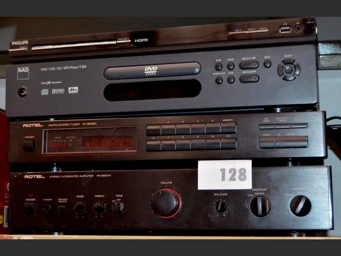 ROTEL RA-930AX AMPLIFIER, RT950BX TUNER, NAD CD PLAYER & A PHILIPS DVD PLAYER [Switch on, faulty]