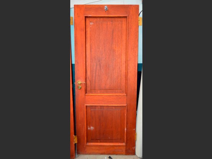 MERANTI DOOR WITH BRASS HANDLE, 198 x 80cm