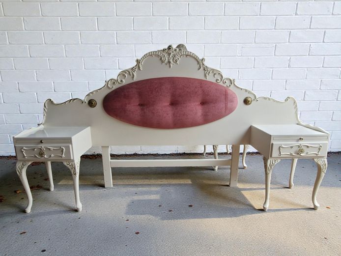 1970s French Style Victoria Lewis Headboard with Integrated Pedestals