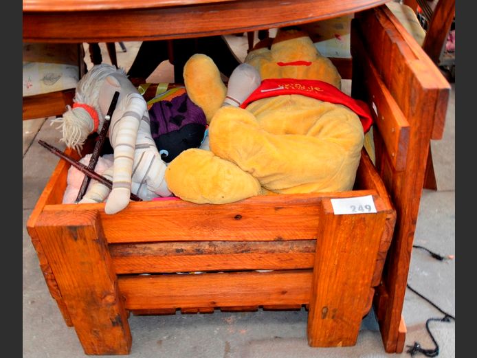 WOODEN CRATE WITH TOYS, 63 x 60 x 42cm