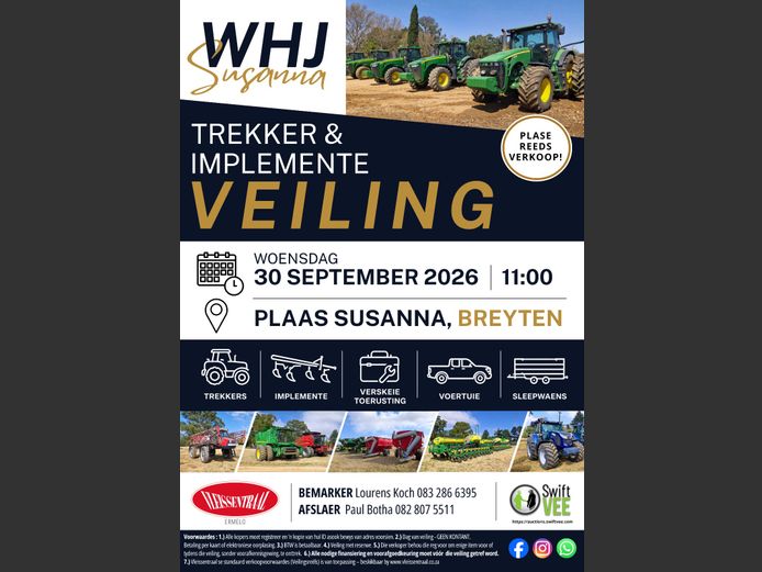 WHJ SUSANNA TREKKER EN IMPLEMENTE VEILING