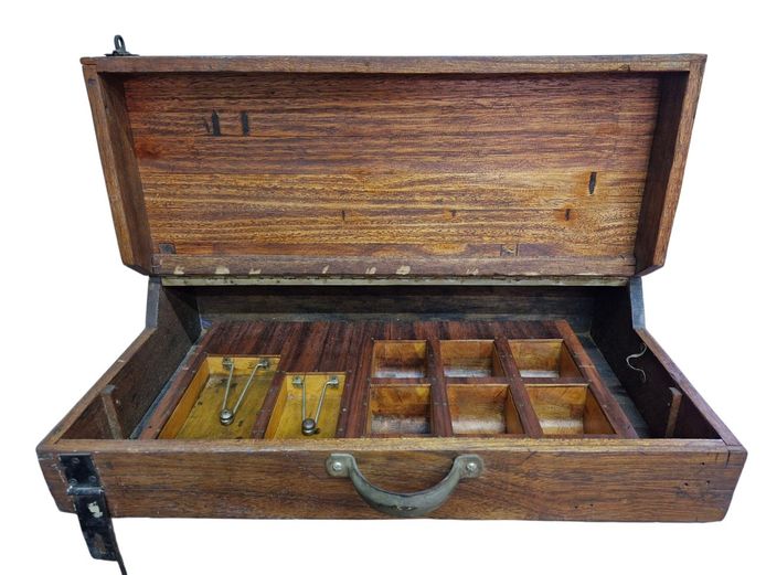 Antique Traveler's Cash Box English Oak