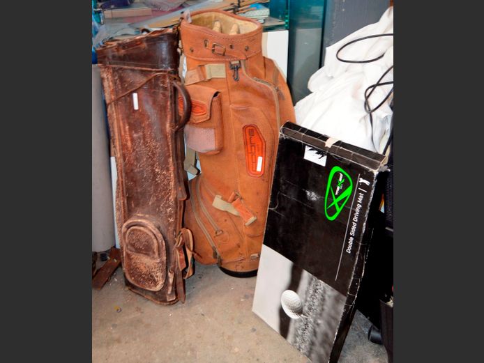 1940's LEATHER GOLF BAG, VINTAGE OCOB PUTTING IMPROVER, COBRA OUTBACK GOLF BAG, MAXED GOLF CLUBS, etc [8,10,11]