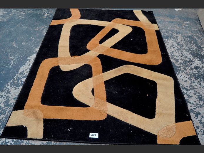 BLACK, BEIGE & BROWN CARPET, 200 x 150cm [Needs a clean]