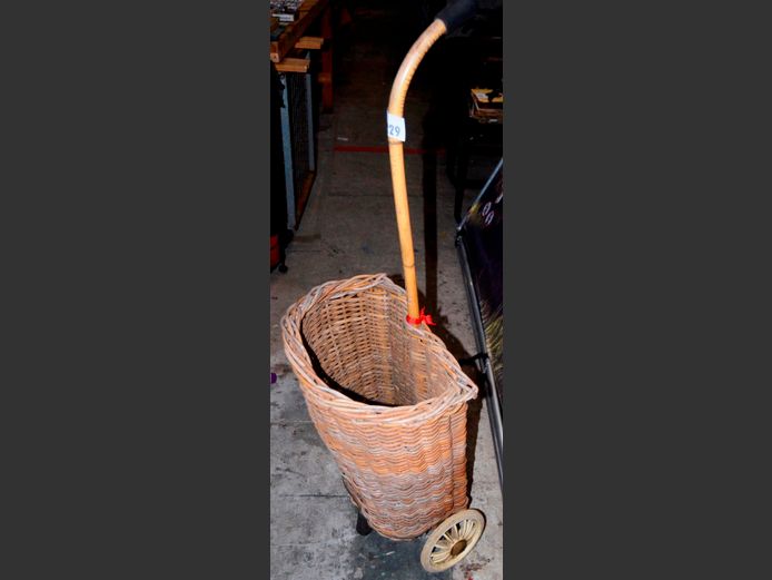 CANE & WICKER SHOPPING TROLLEY