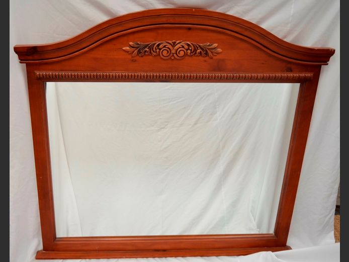 MAHOGANY FRAMED OVER MANTLE MIRROR, 126 x 114cm
