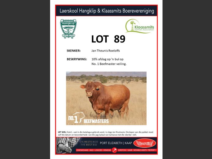 10% afslaf op 'n bul op No. 1 Beefmaster veiling | Jan Theunis Roeloffs