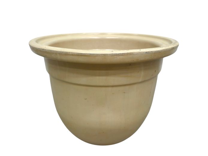 Grand Heavy Ceramic Garden Planter with Wide Rolled Rim