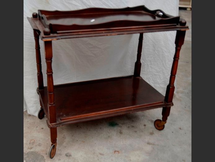 IMBUIA 2-TIER TEA TROLLEY, 81 x 45 x 71cm