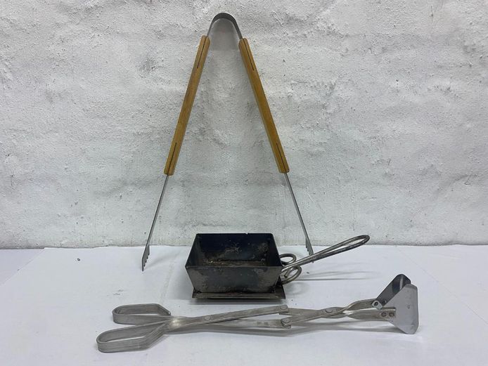 Braai Tools and Metal Egg Fryer Box Lot
