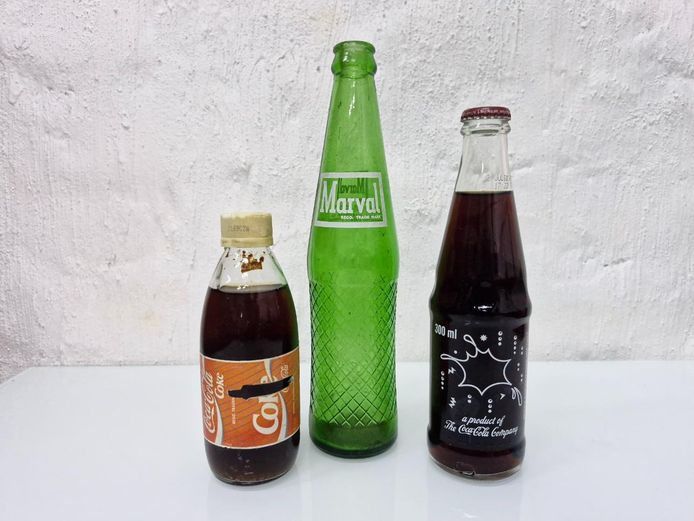 Vintage Collectable Glass Soft Drink Bottles - Coca-Cola, Iron Brew & Marval