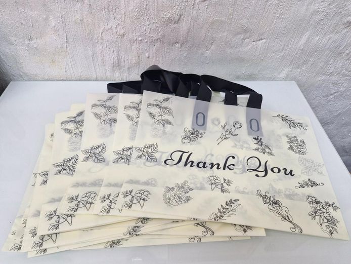 Floral Thank You Merchandise Bags - Frosted Gift Bags