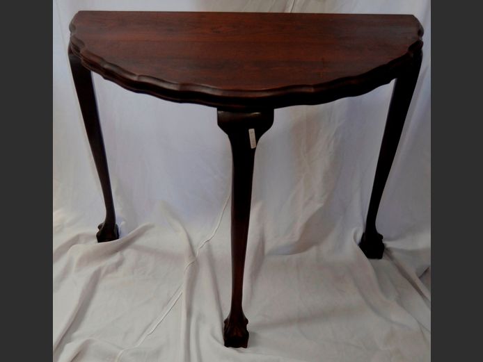 IMBUIA BALL & CLAW HALF MOON TABLE, 91 x 49 x 75cm