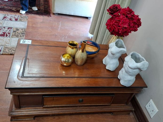 Coffee table with decorations