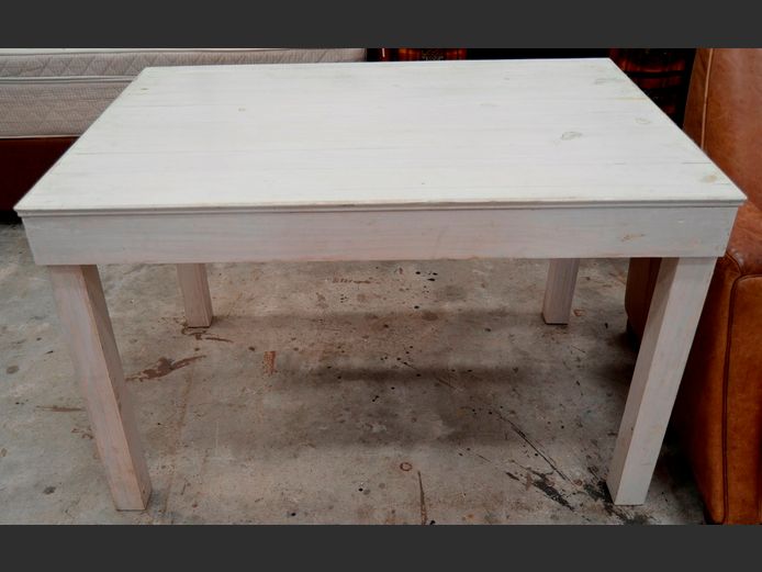 WHITE WASHED PINE 4-SEATER DINING TABLE, 122 x 85 x 77cm