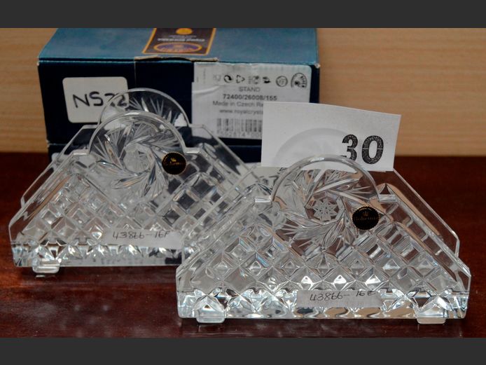 PAIR BOHEMIA CRYSTAL NAPKIN HOLDERS