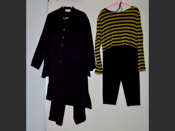 NICOLE STUDIO BLACK & GREEN TOP & PANTS SET [Size 16] & BB STUDIO JACKET, TOP, SHIRT & PANTS [Size 18]