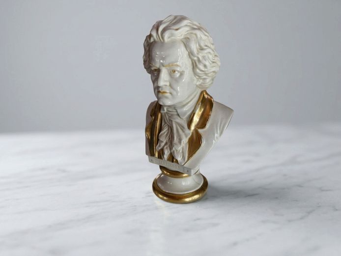 Vintage Porcelain Bust of Ludwig van Beethoven with Parcel-Gilt Details