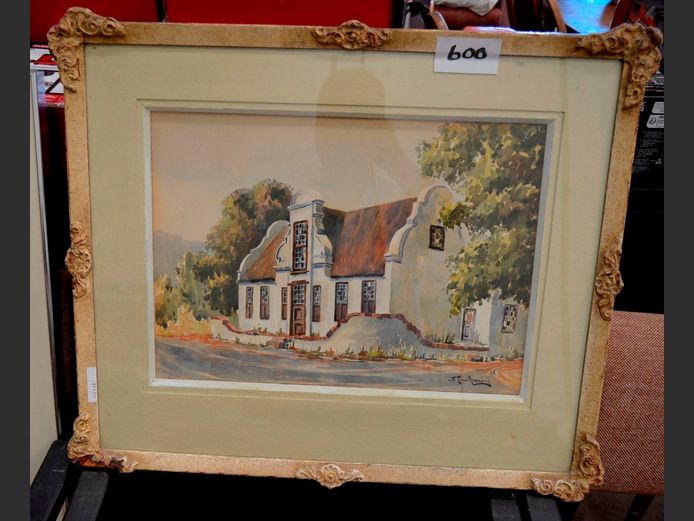 FRAMED WATERCOLOUR "CAPE DUTCH HOUSE" SIGNED J. IVAR ROBERTS, 45 x 32cm