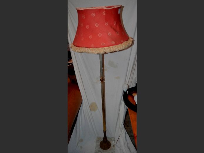 MARBLE & BRASS STANDING LAMP WITH SHADE, 155cm High