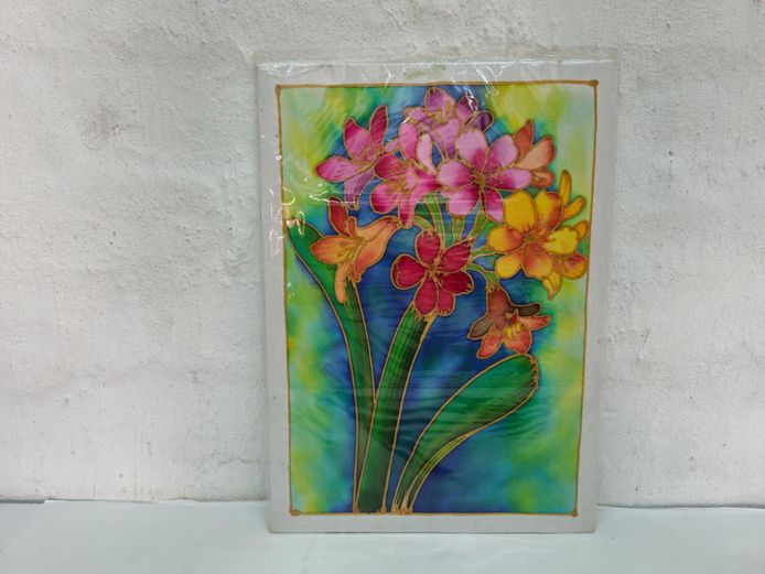Vibrant Hand-Painted Floral Batik Fabric Art