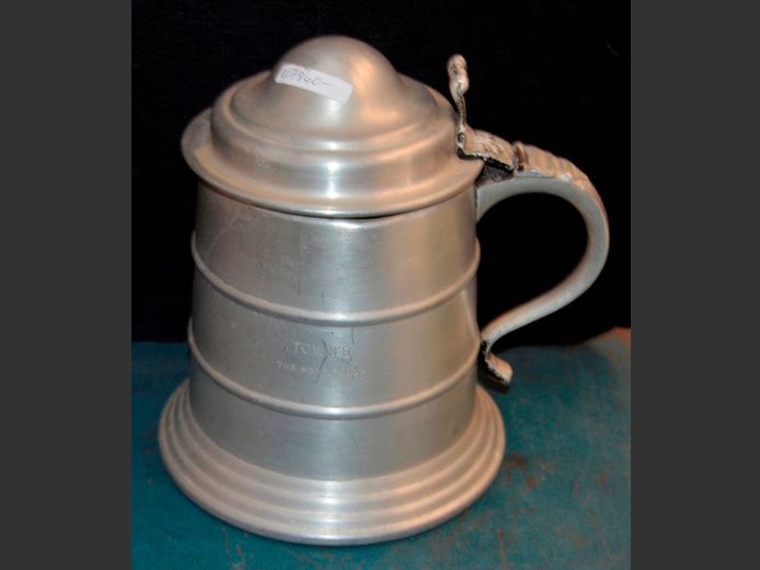 LARGE ALUMINIUM BEER STEIN, 21cm Diameter x 26cm High