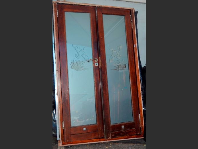 MERANTI & GLASS DOUBLE DOOR, 203 x 122cm