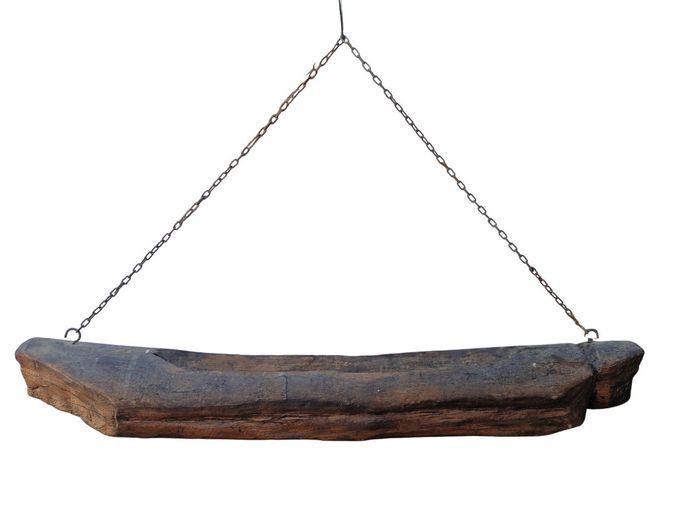 Hanging Decoratibve Driftwood Boat on Chain